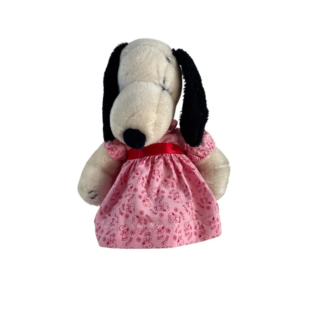 Peanuts Belle Plush Snoopy Sister Pink Dress Vintage Stuffed Animal Toy